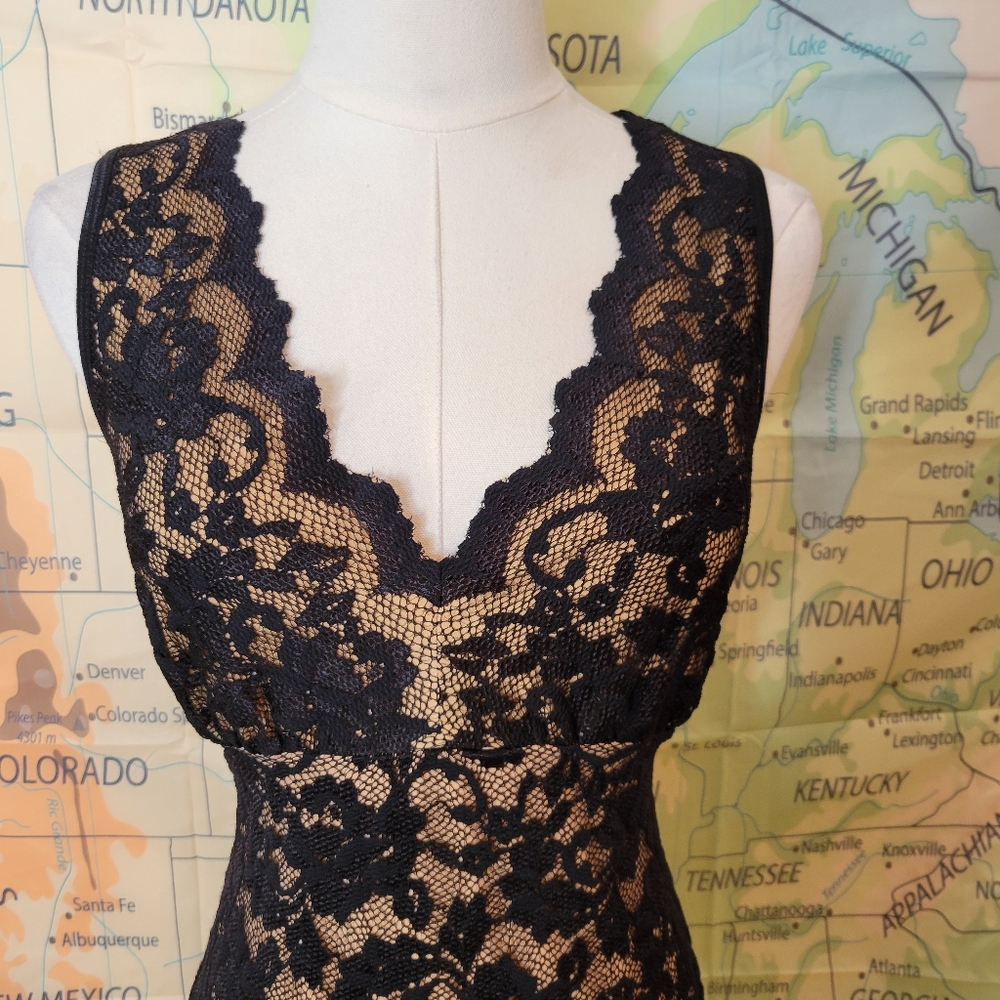 Karen Kane Black Lace Sleeveless V-neck Dress Size M - Picture 3 of 16